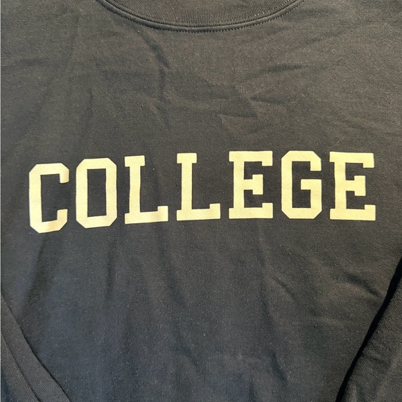 Gildan Navy Crewneck Sweater with College Print - Picture 3 of 4